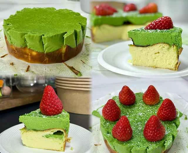 Air Fryer Recipe - 6-inch Matcha Mousse Basque (Low Sugar Version)